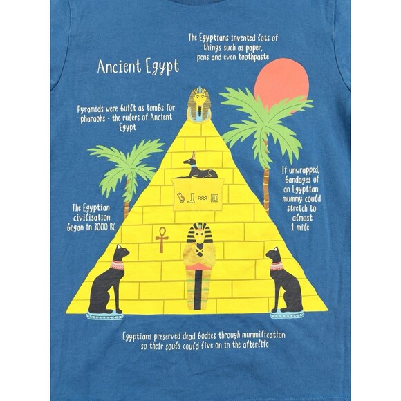 Boys Mini Boden Blue Ancient Egypt Mummy Graphic Tee T-Shirt, Size 8-9 Years - Picture 2 of 4